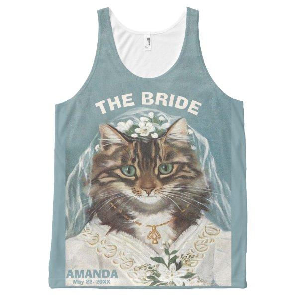 Funny personalized cat bride All-Over-Print tank top