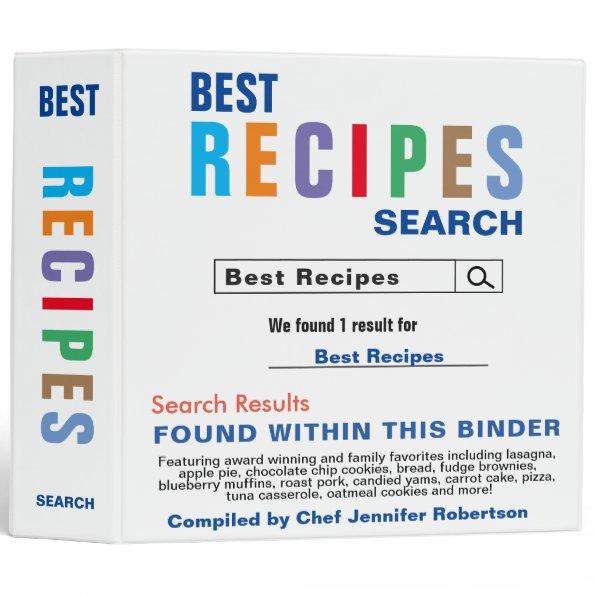 Funny Personalized Cookbook for Recipes 3 Ring Binder