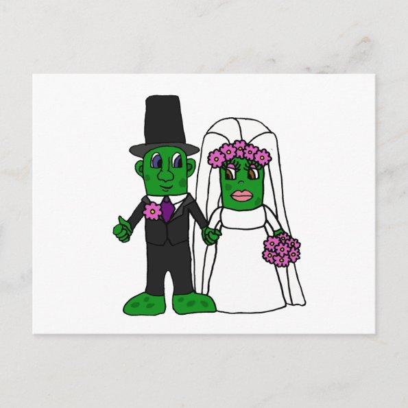 Funny Pickle Bride and Groom Wedding Art PostInvitations