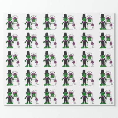 Funny Pickle Bride and Groom Wedding Art Wrapping Paper