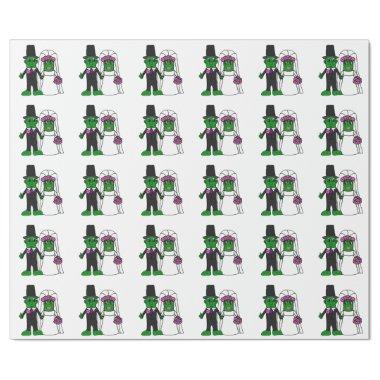 Funny Pickle Bride and Groom Wedding Art Wrapping Paper