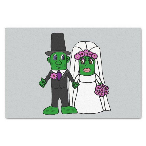 Funny Pickle Bride and Groom Wedding Cartoon Tissue Paper