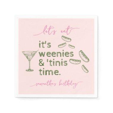 Funny Pink Weenies & Tinis Martini Birthday Party Napkins