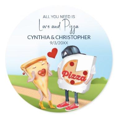 Funny Pizza Bridal Shower Classic Round Sticker