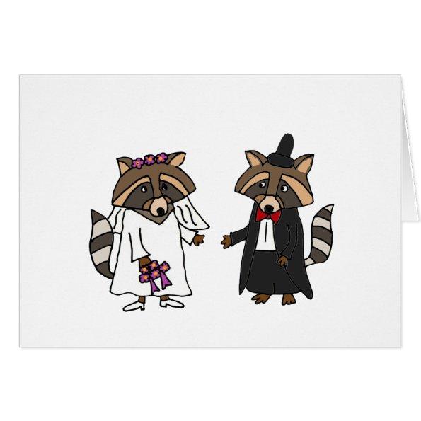 Funny Raccoon Bride and Groom Wedding Art
