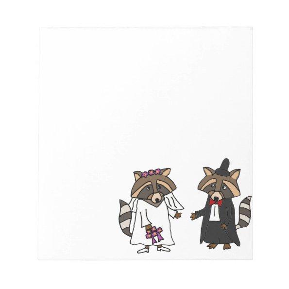 Funny Raccoon Bride and Groom Wedding Art Notepad