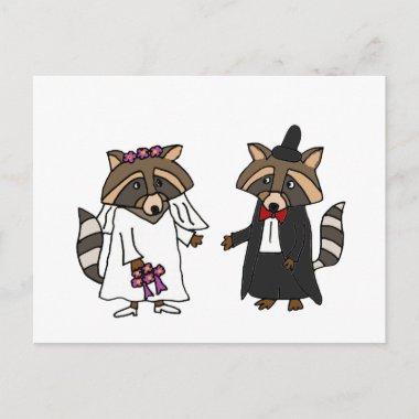 Funny Raccoon Bride and Groom Wedding Art PostInvitations