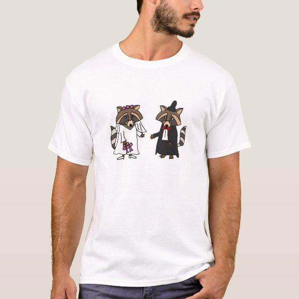 Funny Raccoon Bride and Groom Wedding Art T-Shirt