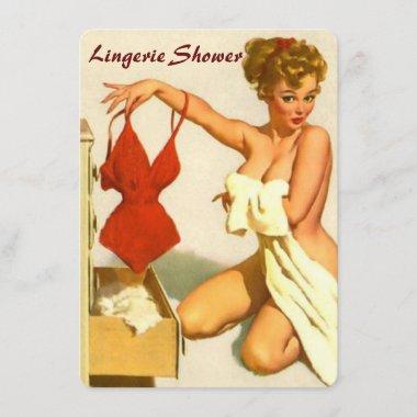 Funny retro pin up lingerie shower Invitations