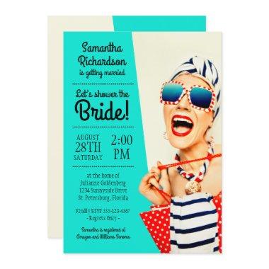 Funny Retro Stylish Beach Lady Bridal Shower Invitations