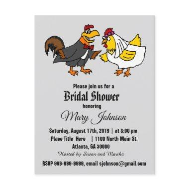 Funny Rooster and Hen Wedding Invitation PostInvitations