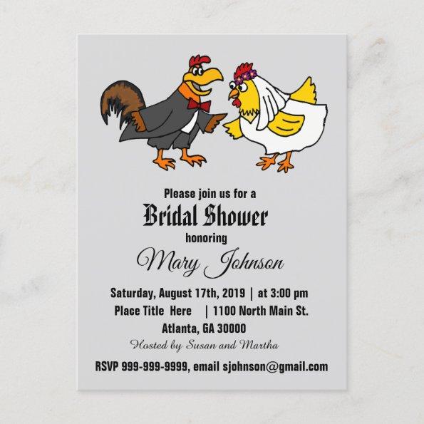 Funny Rooster and Hen Wedding Invitation PostInvitations
