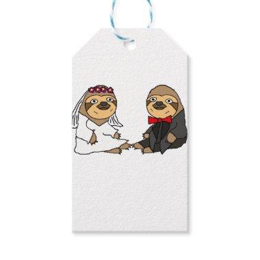 Funny Sloth Bride and Groom Wedding Gift Tags
