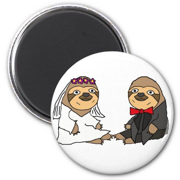 Funny Sloth Bride and Groom Wedding Magnet