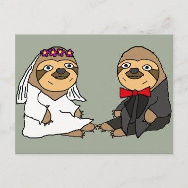 Funny Sloth Bride and Groom Wedding PostInvitations