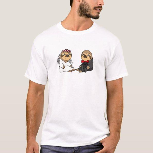 Funny Sloth Bride and Groom Wedding T-Shirt