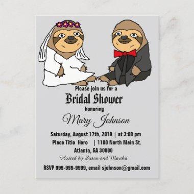 Funny Sloth Wedding Cartoon Invitation PostInvitations
