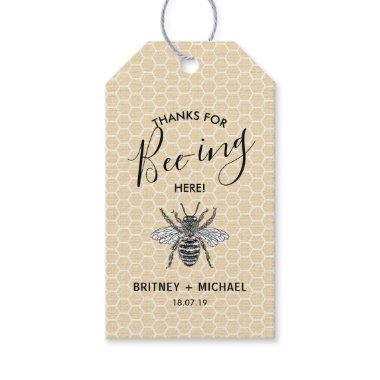 Funny Thanks for Bee-ing Here | Rustic Vintage Bee Gift Tags