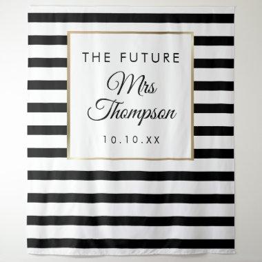 Future Mrs Black Stripe Bridal Shower Photo Prop Tapestry