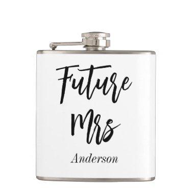 Future Mrs Black White Bachelorette Flask