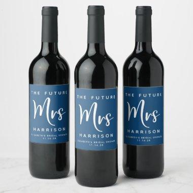 Future Mrs Blue Personalized Bridal Shower Wine Label