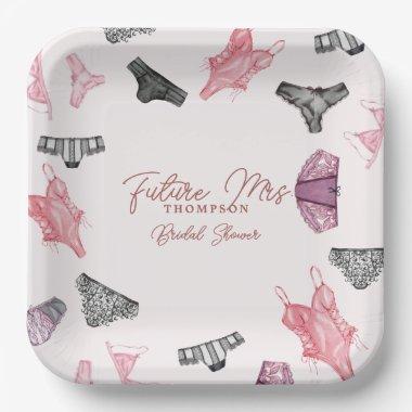 Future Mrs Blush Lingerie Blush Bridal Shower Paper Plates