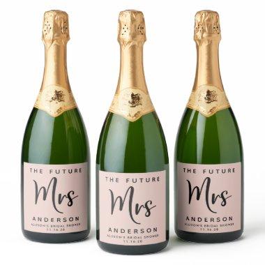 Future Mrs Blush Pink Bridal Shower Sparkling Wine Label