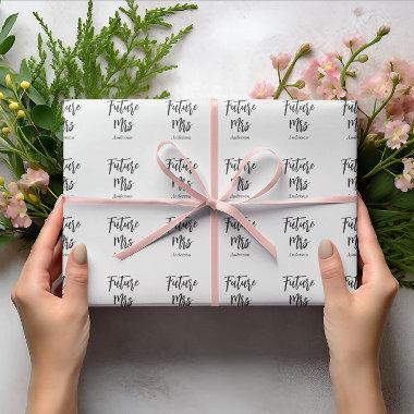 Future Mrs Bridal Shower Black White Wrapping Paper