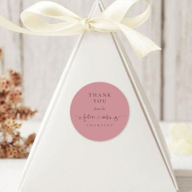 Future Mrs Bridal Shower Dusty Rose Thank You Classic Round Sticker