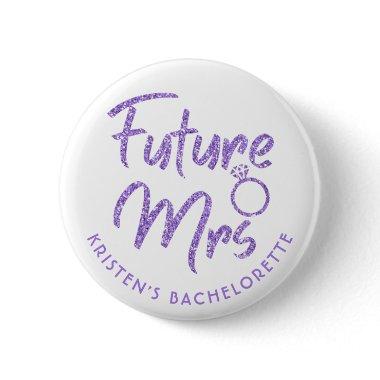 Future Mrs Bridal Shower Violet Glitter Button