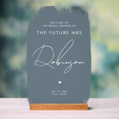 FUTURE MRS  Welcome White Dusty Blue Acrylic Sign