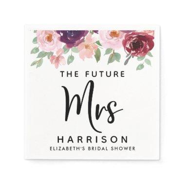 Future Mrs Burgundy Floral  Napkins