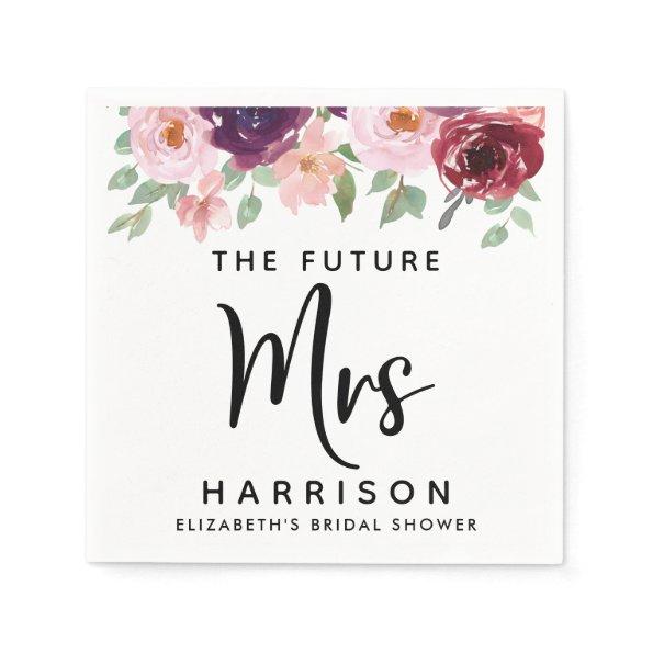 Future Mrs Burgundy Floral  Napkins