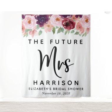 Future Mrs Burgundy Floral Custom  Tapestry