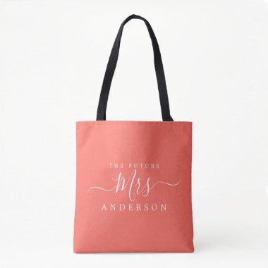 Future Mrs Chic Script Custom Name Bride To Be Tote Bag