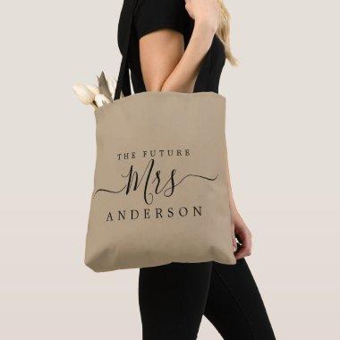 Future Mrs Chic Script Custom Name Bride To Be Tote Bag