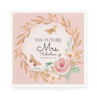 Future Mrs Elegant Blush Pink Floral Bridal Shower Napkins