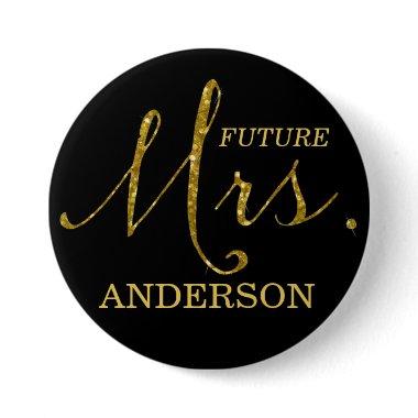 Future Mrs. Faux-Glitter Gold & Black Button