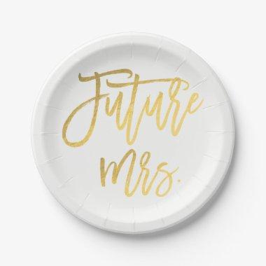 Future Mrs. Faux Gold Foil Modern Bridal Shower Paper Plates