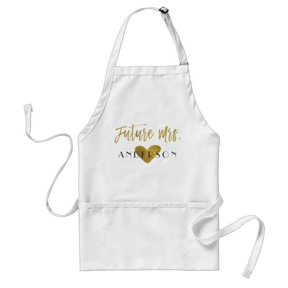Future Mrs. Faux Gold Foil with Heart Adult Apron