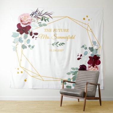 Future Mrs Floral Backdrop Bridal Shower Tapestry