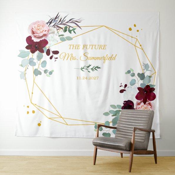 Future Mrs Floral Backdrop Bridal Shower Tapestry