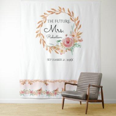 Future Mrs Gold Floral Backdrop Bridal Shower