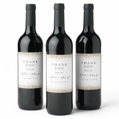 Future Mrs Gold Glitter  Thank You Wine Label