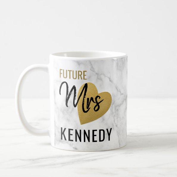 Future Mrs Gold Heart And Marble Coffee Mug