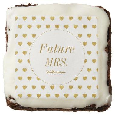 Future Mrs Gold Hearts Bridal Shower Wedding Brownie