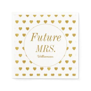 Future Mrs Gold White Bridal Shower Napkins