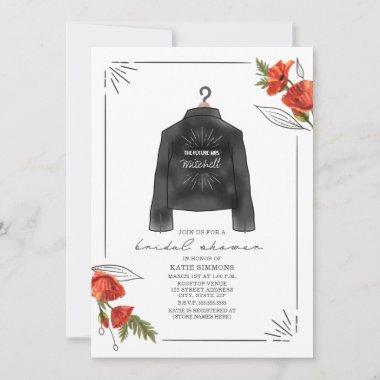 Future Mrs Leather Jacket Poppies Bridal Shower Invitations