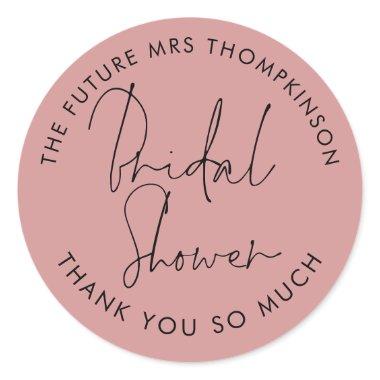 Future Mrs Name Dusty Rose  Classic Round Sticker