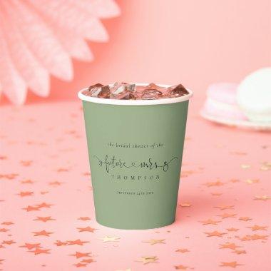 Future Mrs Name Sage Green  Paper Cups